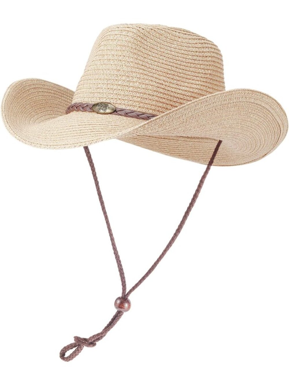 Unisex Beige Tan Straw Wide Brim Shapeable Sun Beach Western Cowgirl Cowboy Hat